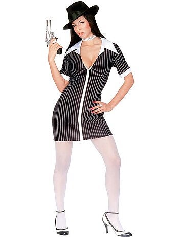 Fantasia de gângster com vestido listrado