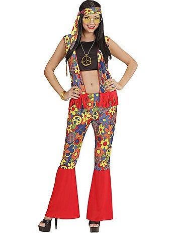 Fantasia de hippie com fita e medalhão