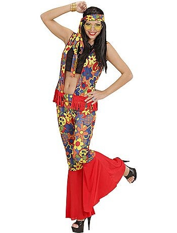 Fantasia de hippie com fita e medalhão