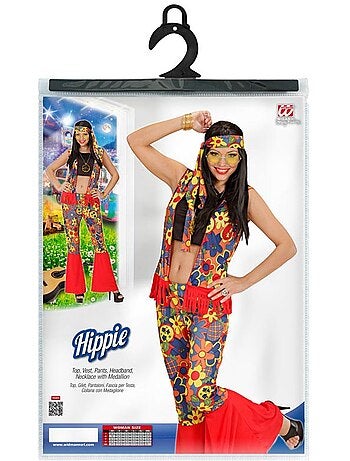 Fantasia de hippie com fita e medalhão