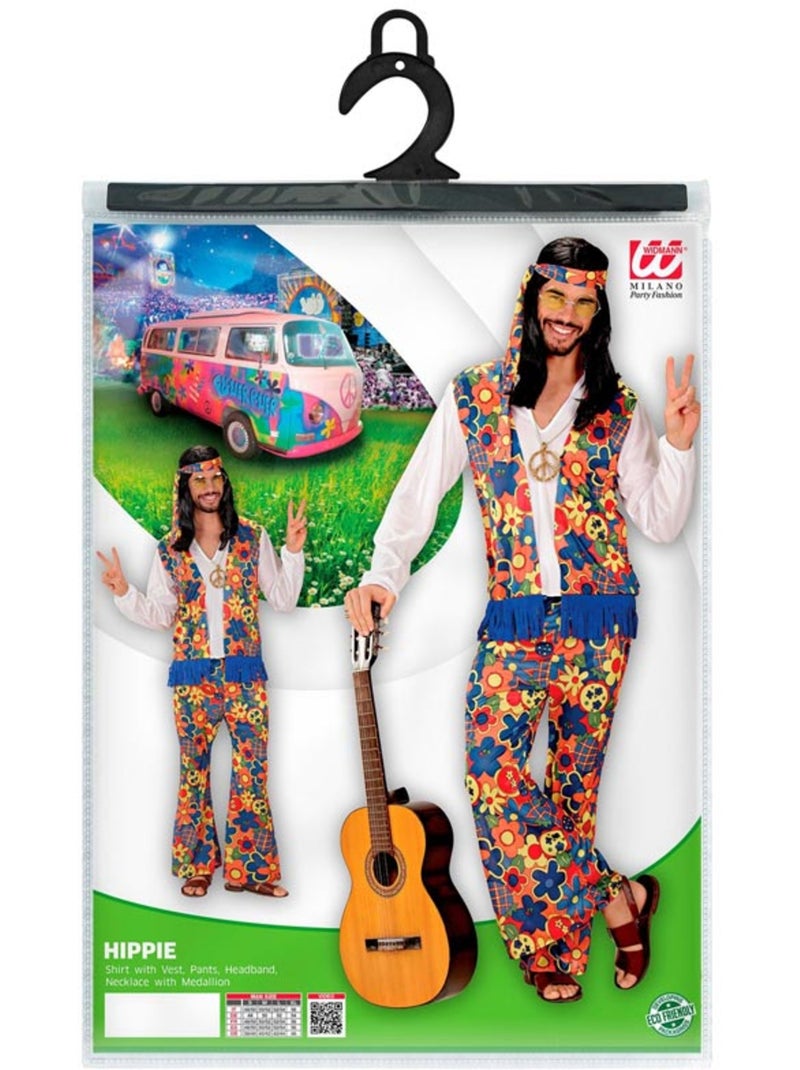Fantasia de Hippie com Fita Medalhão Multicolorido - Kiabi
