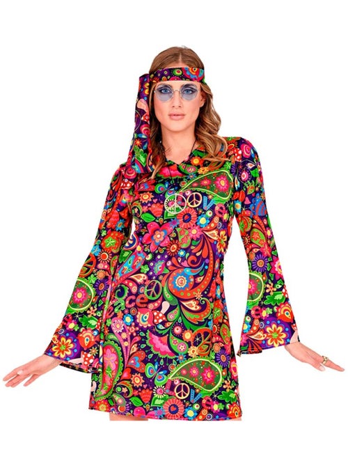 Fantasia de hippie com vestido psicodélico - Kiabi
