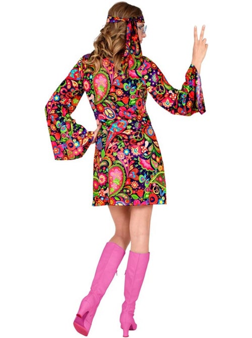 Fantasia de hippie com vestido psicodélico - Kiabi