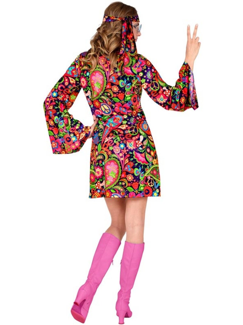 Fantasia de hippie com vestido psicodélico Multicolorido - Kiabi