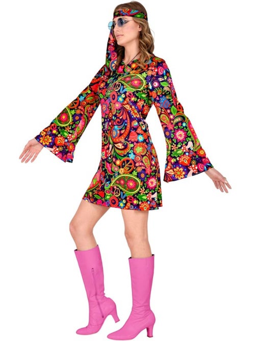 Fantasia de hippie com vestido psicodélico - Kiabi