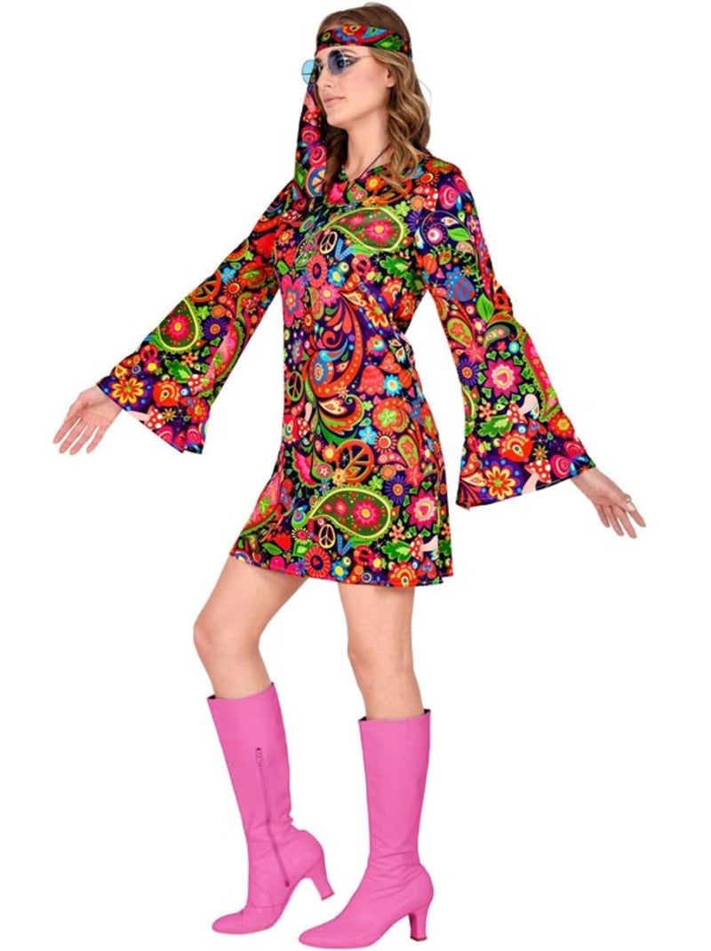 Fantasia de hippie com vestido psicodélico Multicolorido - Kiabi