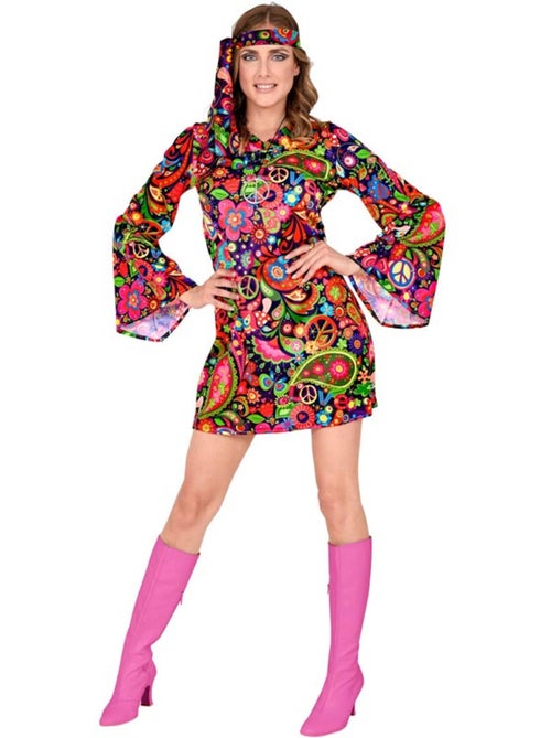 Fantasia de hippie com vestido psicodélico - Kiabi