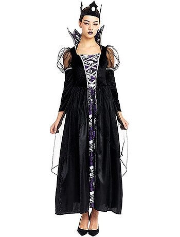 Fantasia de Rainha Caveira Sombria com Coroa