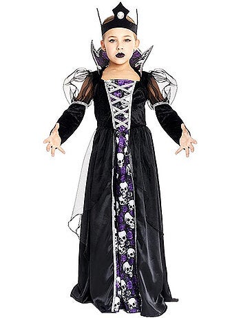 Fantasia de Rainha Caveira Sombria com Coroa
