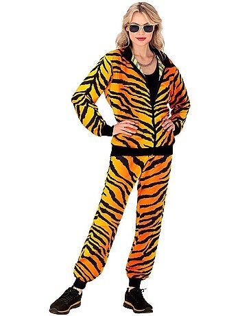 Fantasia de tigre com agasalho esportivo para festa.