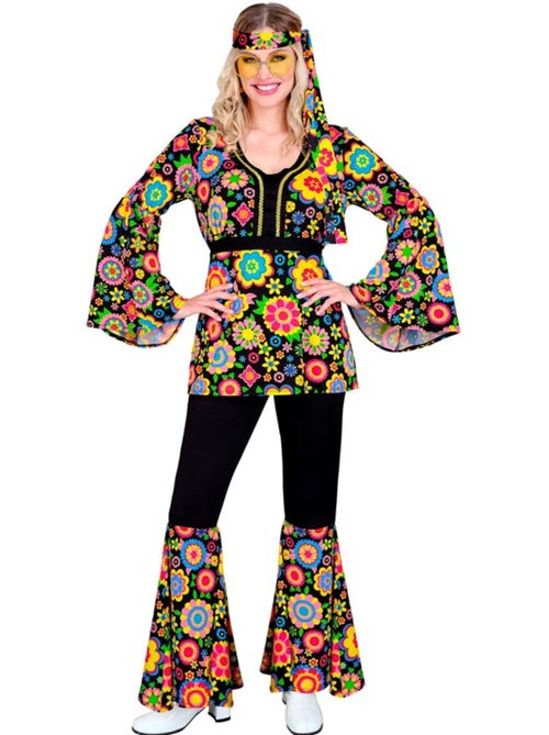 Fantasia hippie dos anos 60 com flores e mandalas - Kiabi