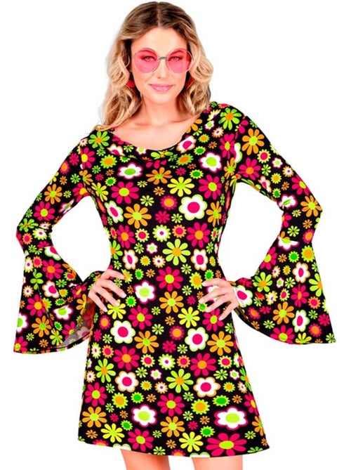Fantasia hippie floral escura dos anos 60 - Kiabi