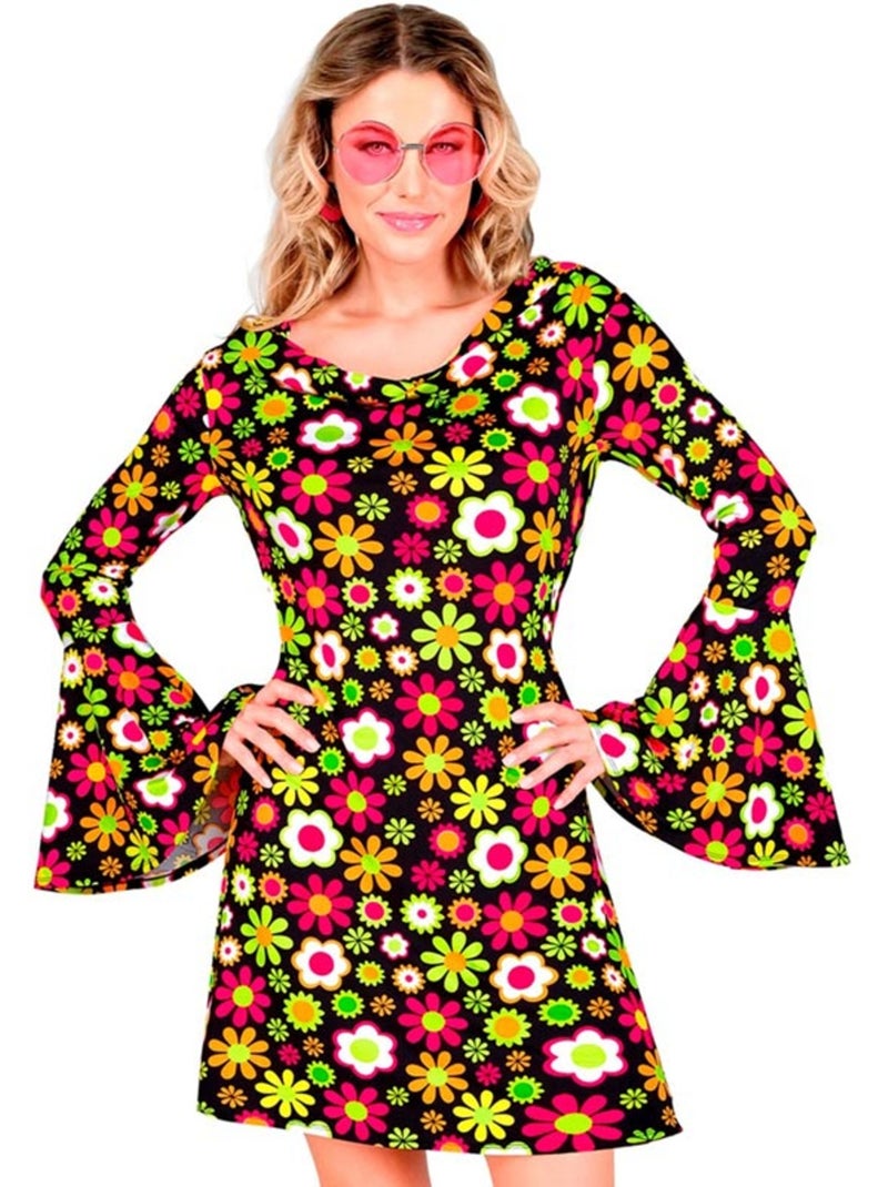 Fantasia hippie floral escura dos anos 60 Multicolorido - Kiabi