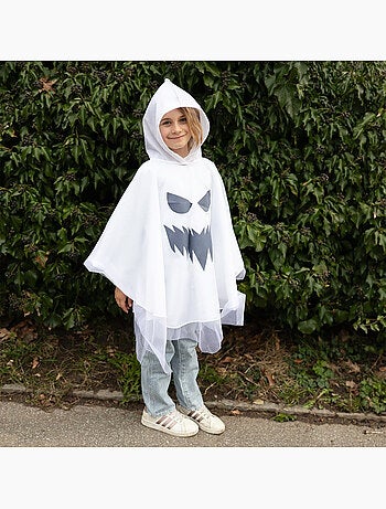 Fantasia infantil poncho com capuz fantasma para halloween | great pretenders
