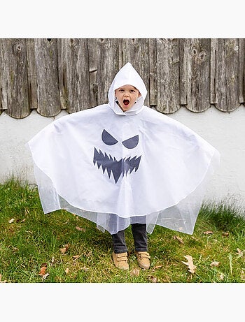 Fantasia infantil poncho com capuz fantasma para halloween | great pretenders