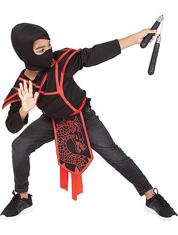 Fantasia ou Kit Ninja: Top, Cinto, Capuz e Nunchucks