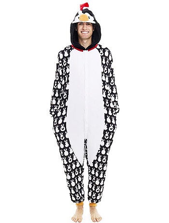 Fantasia ou pijama de pinguim natalino com capuz.