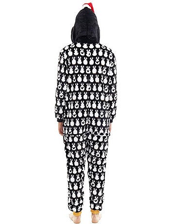 Fantasia ou pijama de pinguim natalino com capuz.