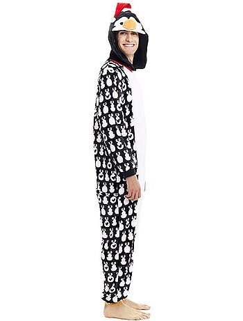 Fantasia ou pijama de pinguim natalino com capuz.