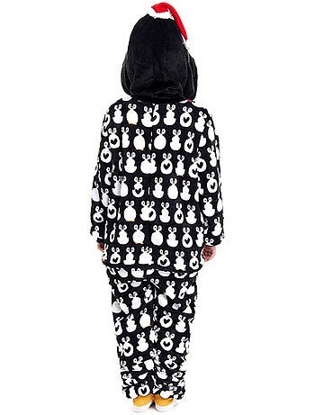 Fantasia ou pijama de pinguim natalino com capuz.