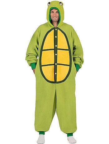 Fantasia ou pijama de tartaruga com capuz e cauda.