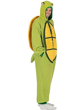 Fantasia ou pijama de tartaruga com capuz e cauda.