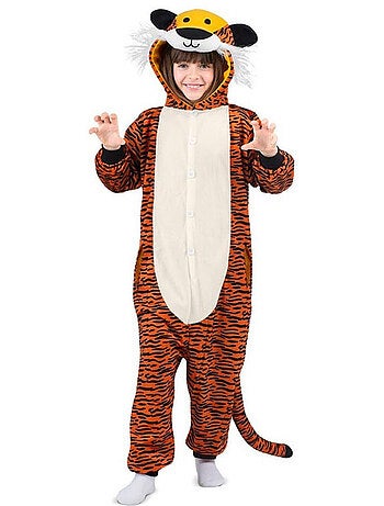 Fantasia ou pijama de tigre negro com capuz.