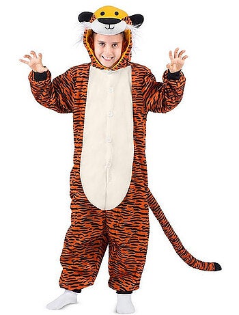 Fantasia ou pijama de tigre negro com capuz.