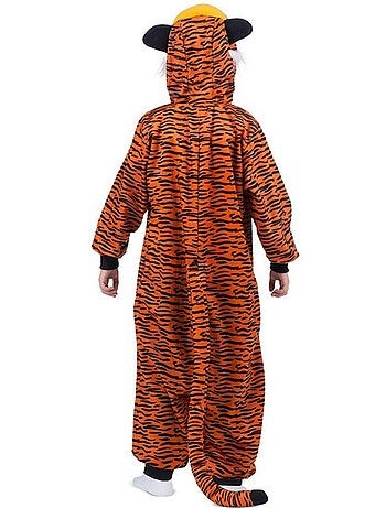 Fantasia ou pijama de tigre negro com capuz.