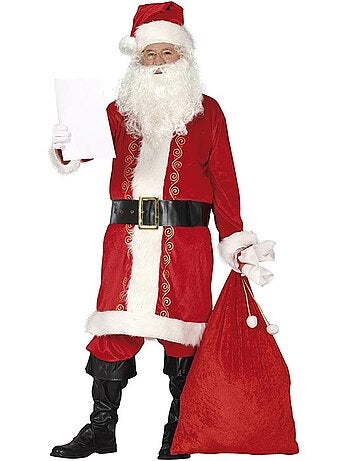 Fantasia tradicional de Papai Noel com chapéu.