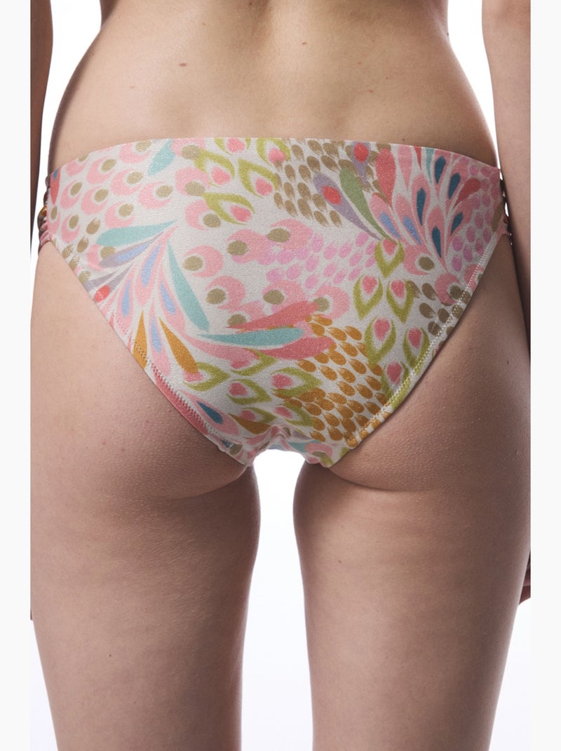 Faro tanga de biquíni cintura alta hipster com contas penti Rosa/Verde - Kiabi