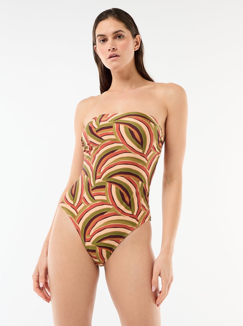 Fato de banho 1 peça cai-cai com estampado Bege - Kiabi