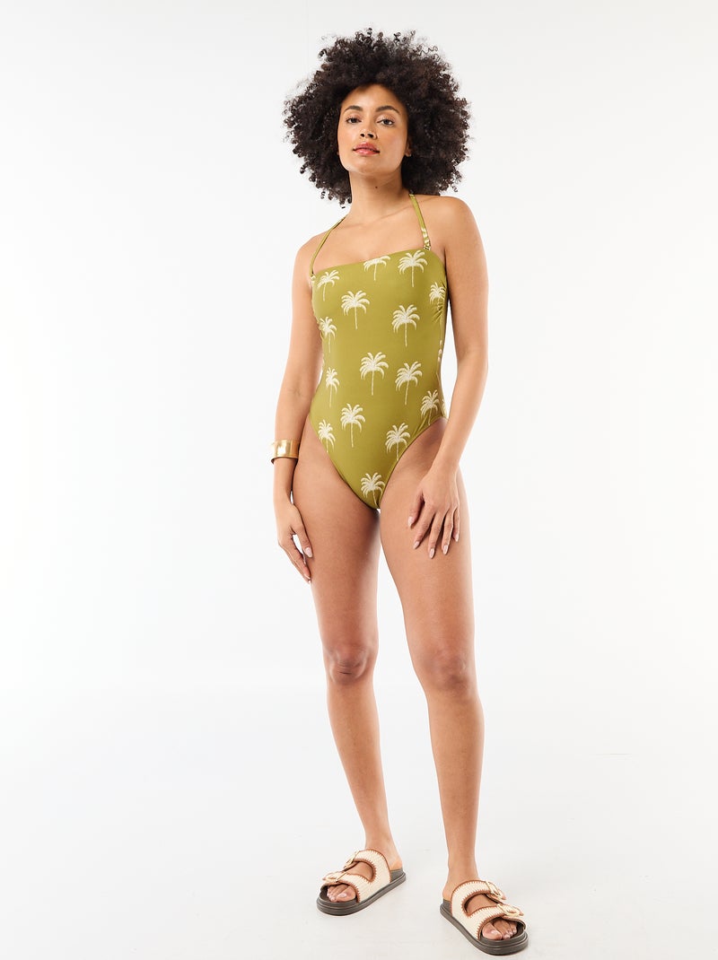 Fato de banho 1 peça cai-cai com estampado Verde - Kiabi