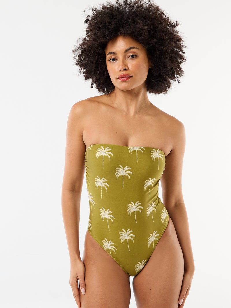 Fato de banho 1 peça cai-cai com estampado Verde - Kiabi