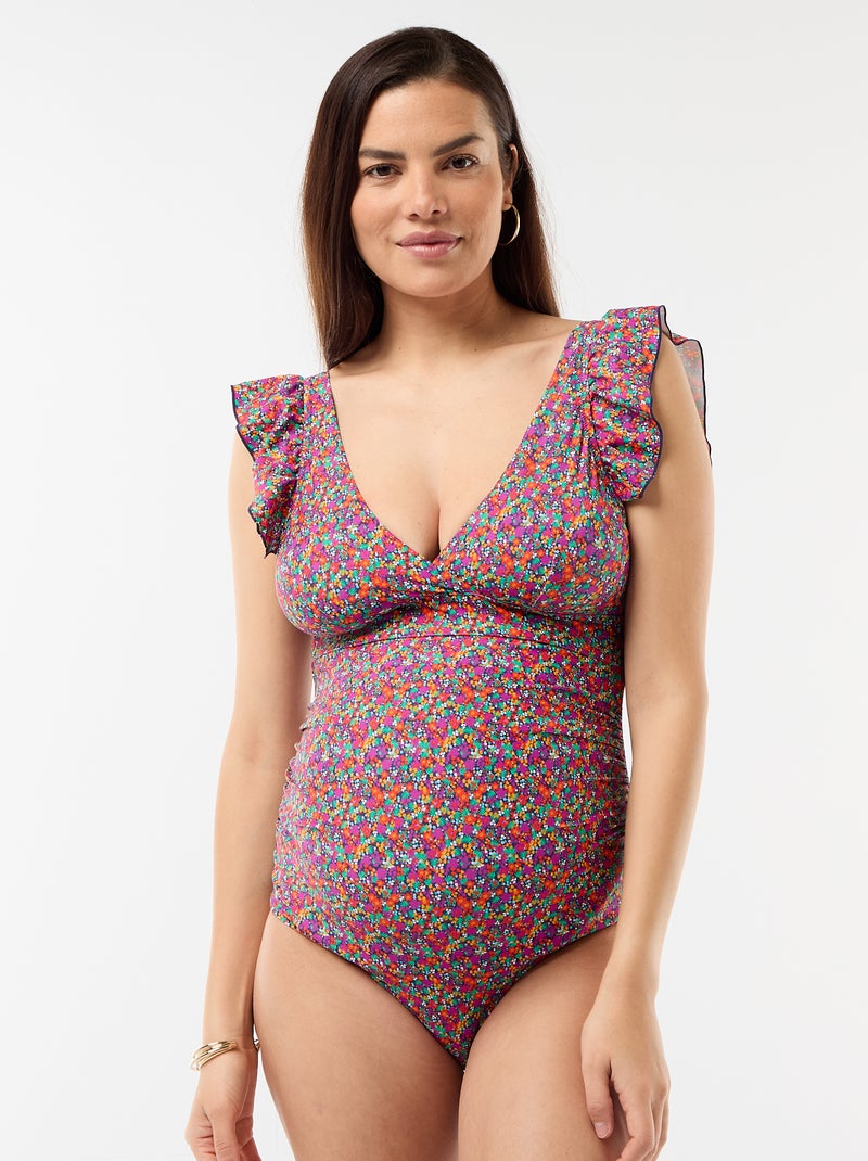 Fato de banho 1 peça com estampado floral Fúcsia - Kiabi