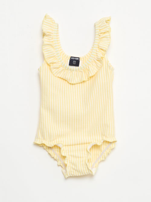 Fato de banho 1 peça com folhos - Kiabi