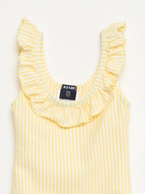 Fato de banho 1 peça com folhos - Kiabi