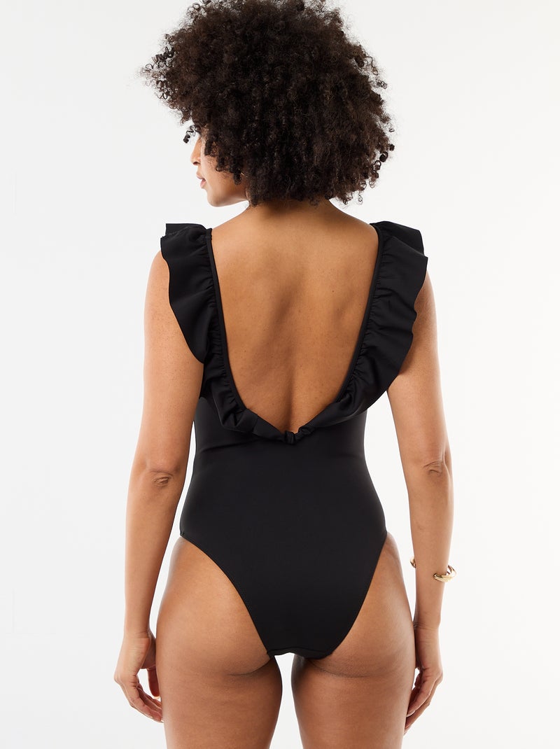 Fato de banho 1 peça decote plunge Preto - Kiabi