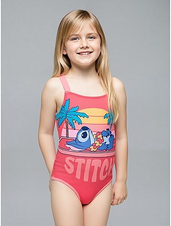 Fato de banho 1 peça lilo & stitch rosa menina | licença oficial