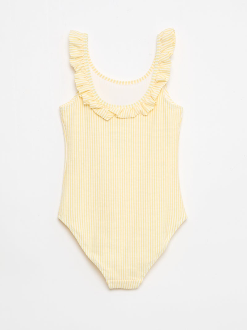 Fato de banho às riscas com folho extensível Amarelo - Kiabi