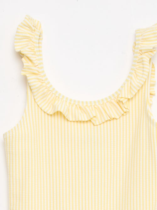 Fato de banho às riscas com folho extensível - Kiabi