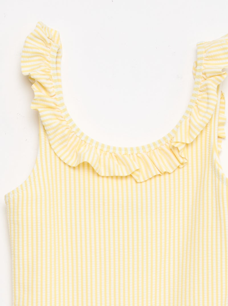 Fato de banho às riscas com folho extensível Amarelo - Kiabi