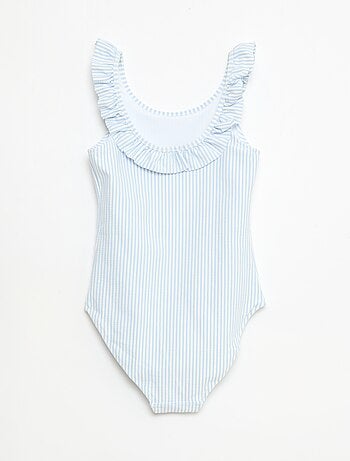 Fato de banho às riscas com folho extensível