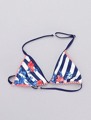 Fato de banho às riscas flores - Kiabi