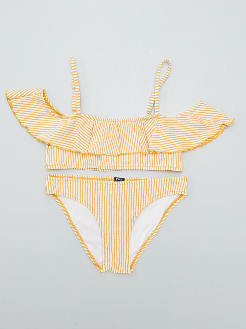 Fato de banho às riscas gofrado - 2 peças AMARELO - Kiabi