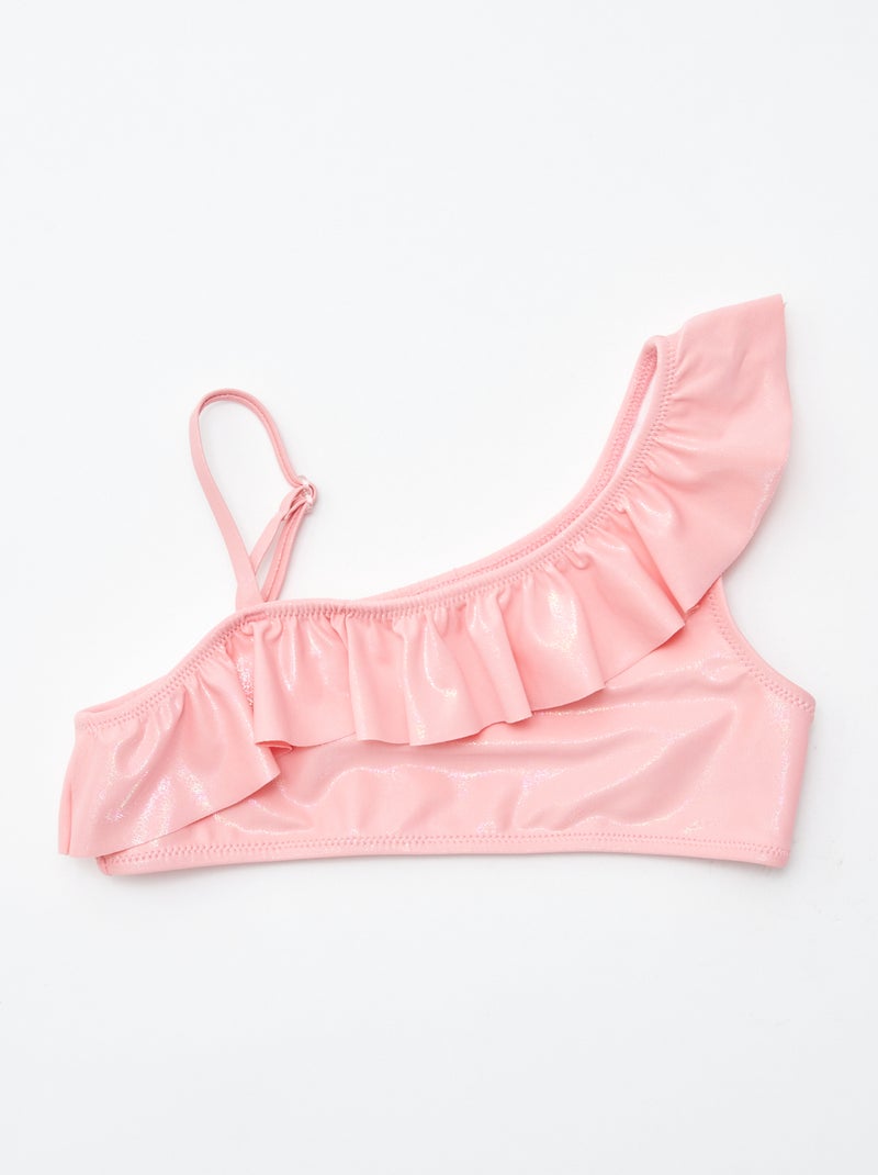 Fato de banho brilhante e com folhos - 2 peças ROSA - Kiabi