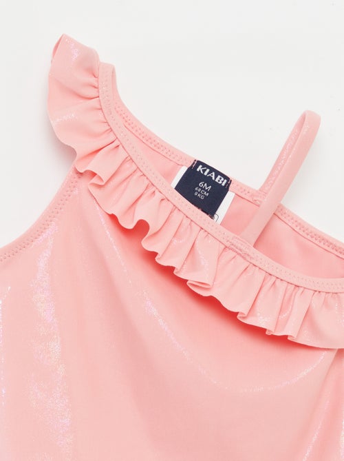 Fato de banho com decote assimétrico com folhos - Kiabi