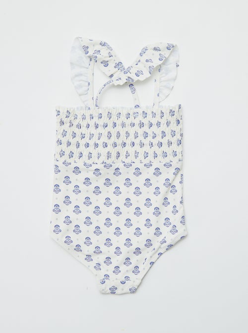 Fato de banho com estampado com folhos - Inteiro - Kiabi