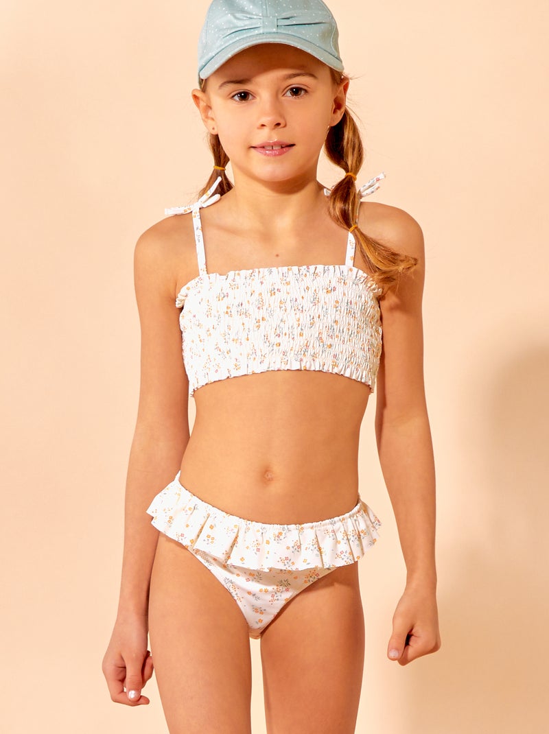 Fato de banho com favos de mel - 2 peças BRANCO - Kiabi