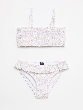 Fato de banho com folho e estampado floral - 2 peças